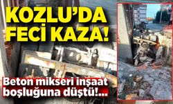 Kozlu'da beton mikseri inşaat boşluğuna düştü