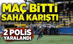 Maç bitti saha karıştı: 2 polis yaralandı!