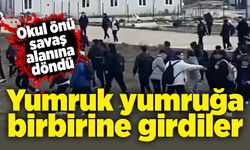 Okul önü savaş alanına döndü: Yumruk yumruğa birbirine girdiler