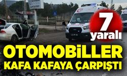 Otomobiller kafa kafaya çarpıştı: 7 yaralı