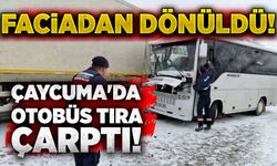Çaycuma'da otobüs tıra çarptı! Faciadan dönüldü