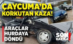 Çaycuma’da kavşakta korkutan kaza!