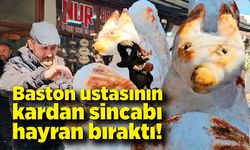 Baston ustasının kardan sincabı görenleri hayran bıraktı