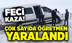 Öğretmen servisi demir korkuluklarına çarptı! Yaralılar var...
