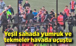 Amatör maçta devre arası hem saha hem de tribün karıştı