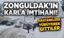 Zonguldak'ın karla imtihanı! Hastanelere yürüyerek gittiler