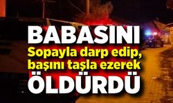 Babasını başını taşla ezerek öldürdü