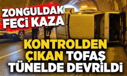 Zonguldak feci kaza: Kontrolden çıkan Tofaş tünelde devrildi