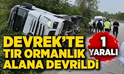 Devrek’te TIR ormanlık alana devrildi: 1 yaralı