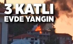 Kilimli’de 3 katlı evin çatısında yangın paniği