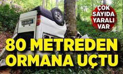 Minibüs 80 metrelik uçurumda ormanlık alana yuvarlandı