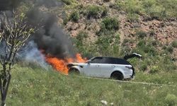 Ankara'da bir cip alev alev yandı