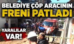 Belediye çöp aracının freni patladı: Yaralılar var