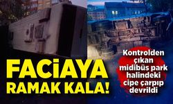 Ereğli'de midibüs park halindeki cipe çarptı: 2 yaralı