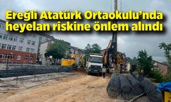 Ereğli Atatürk Ortaokulu’nda heyelan riskine karşı önlem alındı