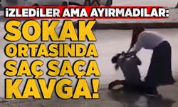 İzlediler ama ayırmadılar: Sokak ortasında saç saça kavga!