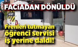 Frenleri tutmayan öğrenci servisi iş yerine daldı: Faciadan dönüldü