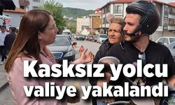 Kasksız yolcu, uygulama yapan valiye yakalandı