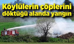 Köylülerin çöplerini döktüğü alanda yangın