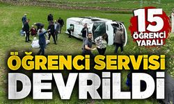 Öğrenci servisi devrildi: 15 öğrenci yaralı