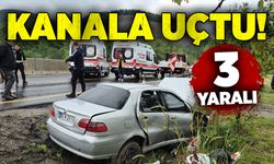 Bolu Dağında otomobil kanala uçtu; 3 yaralı