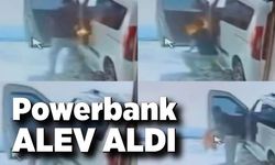 Powerbank alev aldı, çalışan aracı yanmaktan kurtardı
