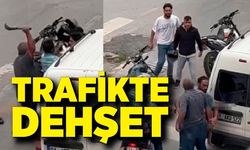 Trafikte bıçaklı kavga: O anlar kamerada