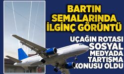 Bartın semalarında ilginç görüntü: Uçağın rotası sosyal medyada da tartışma konusu oldu