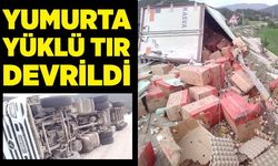 Bolu’da yumurta yüklü tır devrildi: 1 yaralı