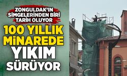 100 yıllık minarede yıkım sürüyor: Zonguldak’ın simgelerinden biri tarih oluyor