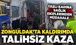 Zonguldak’ta kaldırımda düşen yaşlı kadına sağlık ekiplerinden müdahale
