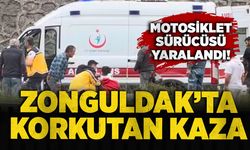 Zonguldak’ta korkutan kaza: Motosiklet sürücüsü yaralandı!