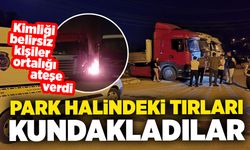 Park halindeki tırları kundakladılar! Kimliği belirsiz kişiler ortalığı ateşe verdi