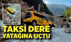 Ticari taksi dere yatağına uçtu: 1 yaralı