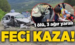 Yoldan çıkan otomobil beton menfeze çarptı: 1 ölü, 3 ağır yaralı