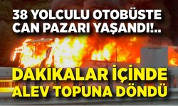 Otoyolda otobüs alev alev yandı