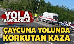 Çaycuma yolunda korkutan kaza: Yola savruldular!