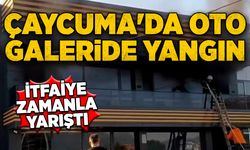 Çaycuma'da oto galeride yangın: İtfaiye zamanla yarıştı