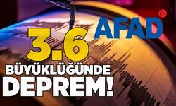 Deprem oldu; 3.6 şiddetinde
