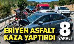 Asfaltın erimesi zincirleme kazaya neden oldu: 8 yaralı