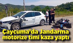 Jandarma motorize timi ile otomobil çarpıştı