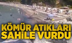 Kömür atıkları sahile vurdu
