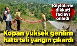 Kopan yüksek gerilim hattı teli yangına sebep oldu