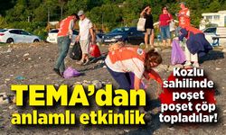 TEMA’dan anlamlı etkinlik: Kozlu sahilinde poşet poşet çöp topladılar!