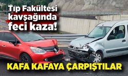 Tıp Fakültesi kavşağında feci kaza! Kafa kafaya çarpıştılar