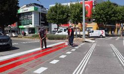 Düzce’de yaya geçit çizgileri yenilenerek belirgin hale getiriliyor