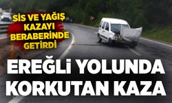 Ereğli yolunda korkutan kaza: Sis ve yağış kazayı beraberinde getirdi