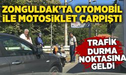 Zonguldak’ta otomobil ile motosiklet çarpıştı: Trafik durma noktasına geldi