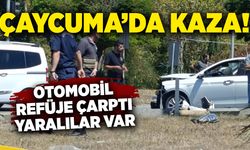 Çaycuma’da trafik kazası: Otomobil refüje çarptı, yaralılar var
