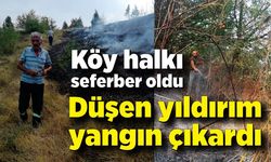 Düşen yıldırım yangın çıkardı; Köy halkı seferber oldu